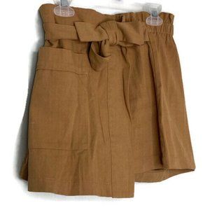 Elodie Brown Paper Bag Waist Skort/Skirt/Shorts